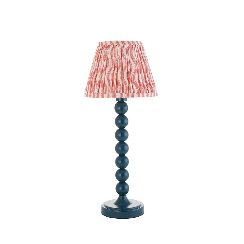 Higgledy And Ripple 20cm Coral Pink Shade Table Lamp With Gloss Marlin Blue Base