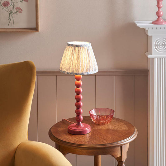 Higgledy And Leaf 20cm Shell Bay Blue Shade Table Lamp With High Gloss Pink Clay Base