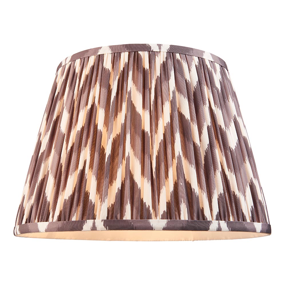 Borello And Zigzag 35cm Pearl Grey Shade Table Lamp With Ivory Crackle Ceramic Base