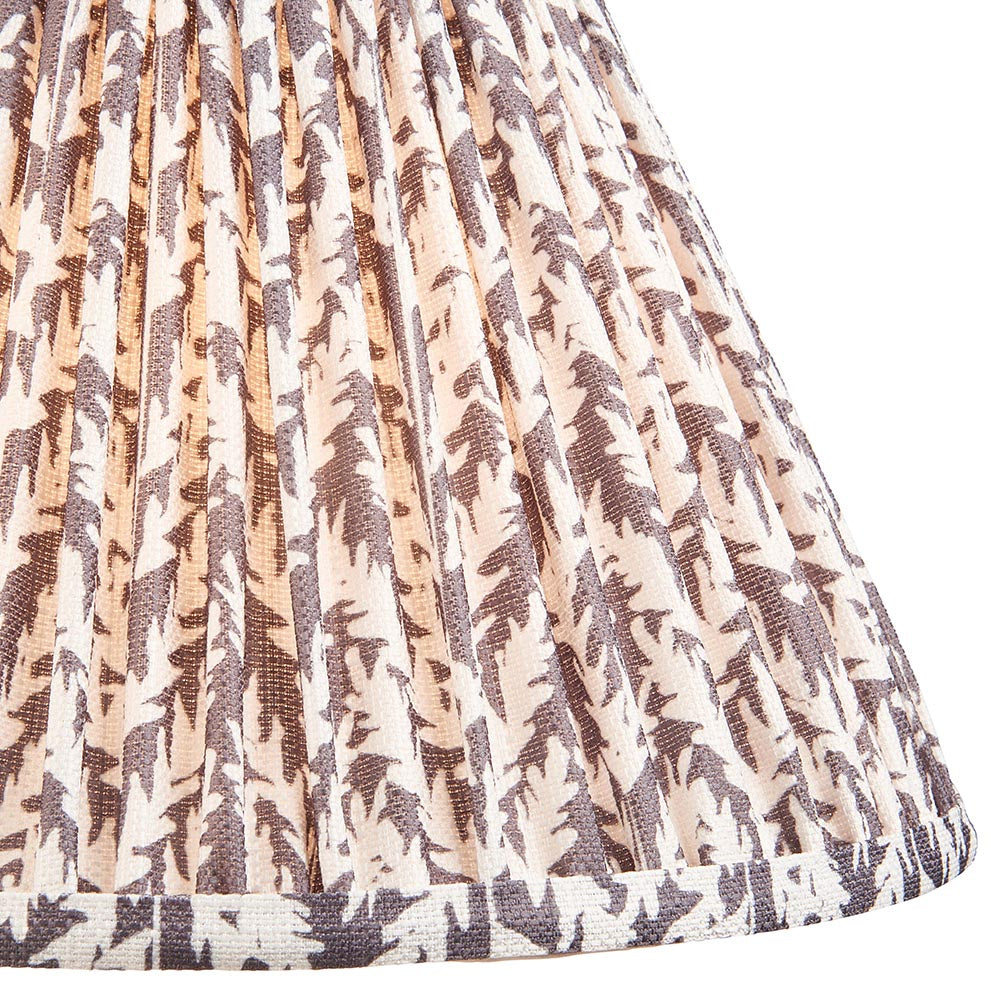 Layered Leaf And Leaf 30cm Pearl Grey Shade Table Lamp With Round Ivory Ceramic Base