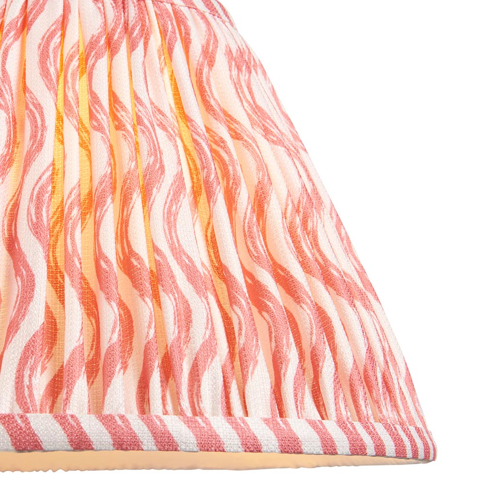 Layered Leaf And Ripple 30cm Coral Pink Shade Table Lamp With Round Ivory Ceramic Base