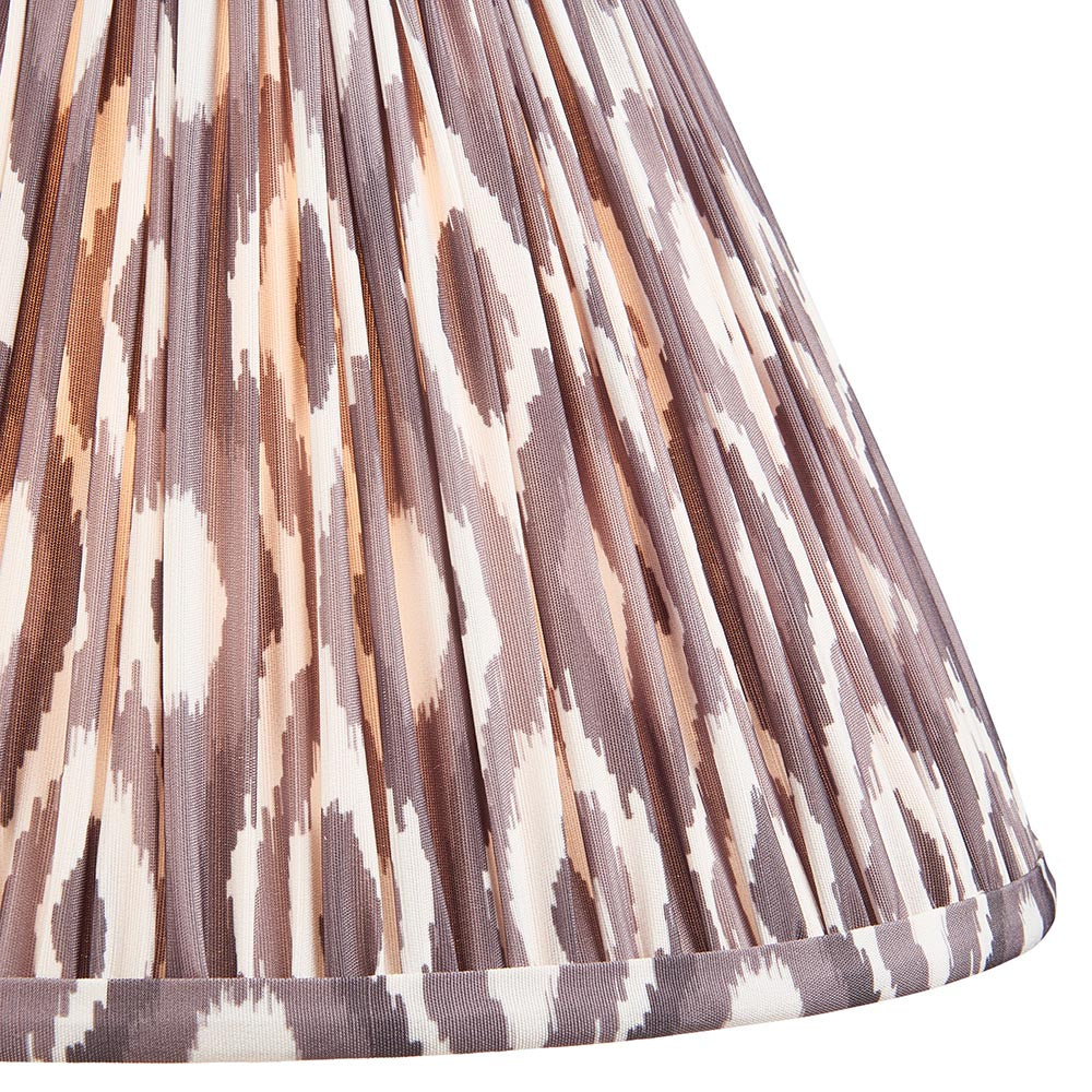 Layered Leaf And Ikat 30cm Pearl Grey Shade Table Lamp With Ivory Ceramic Base