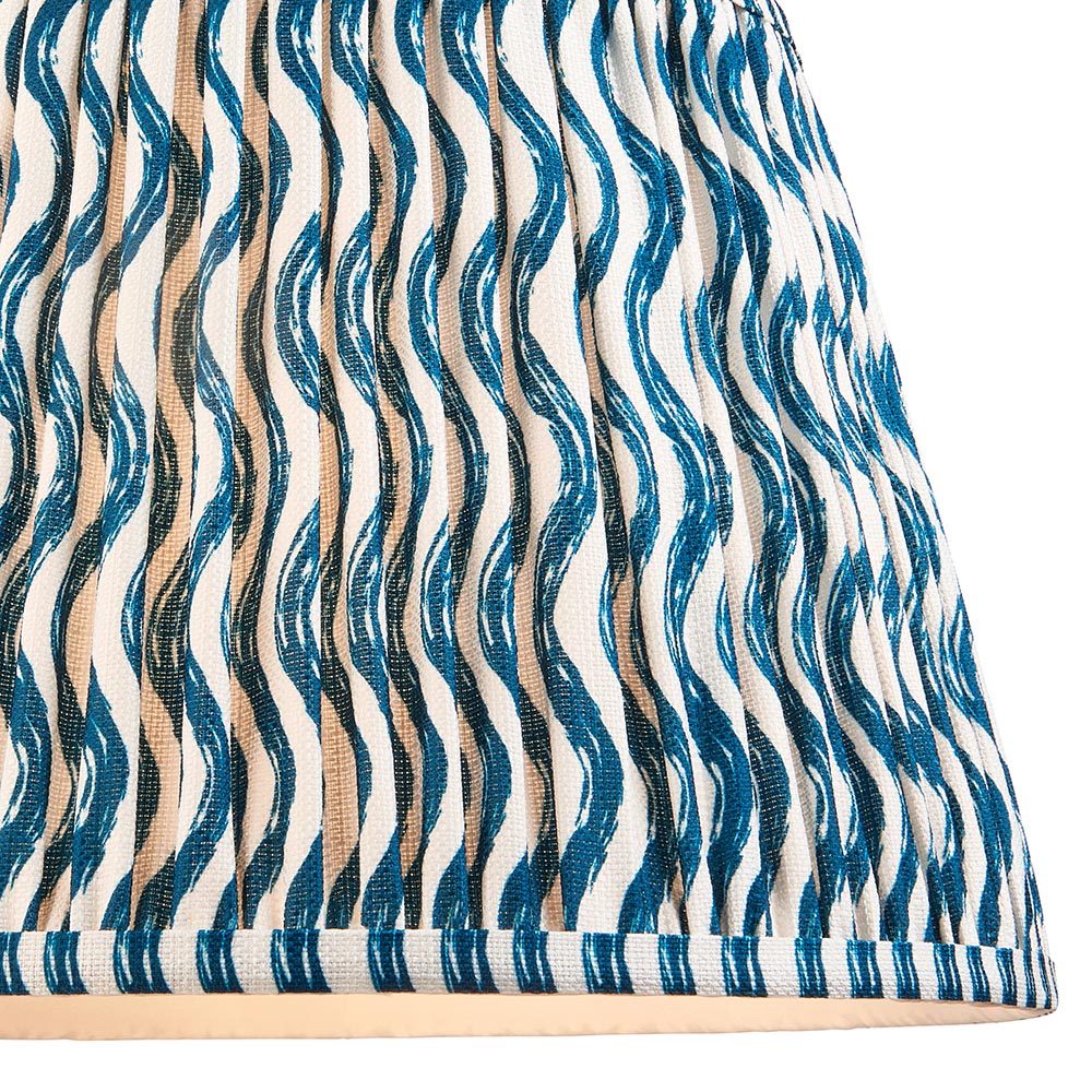 Layered Leaf And Ripple 35cm Marlin Blue Shade Table Lamp With Ivory Ceramic Base