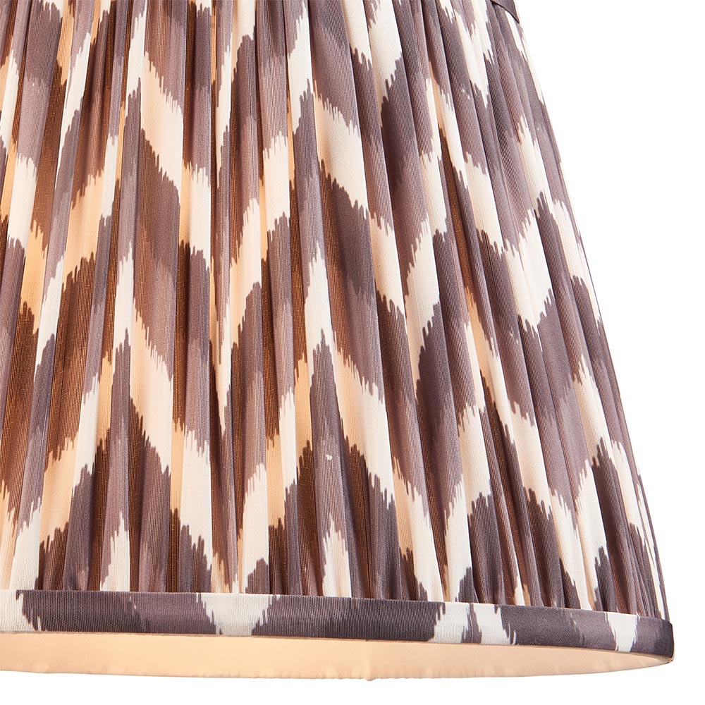 Layered Leaf And Zigzag 35cm Pearl Grey Shade Table Lamp With Ivory Ceramic Base
