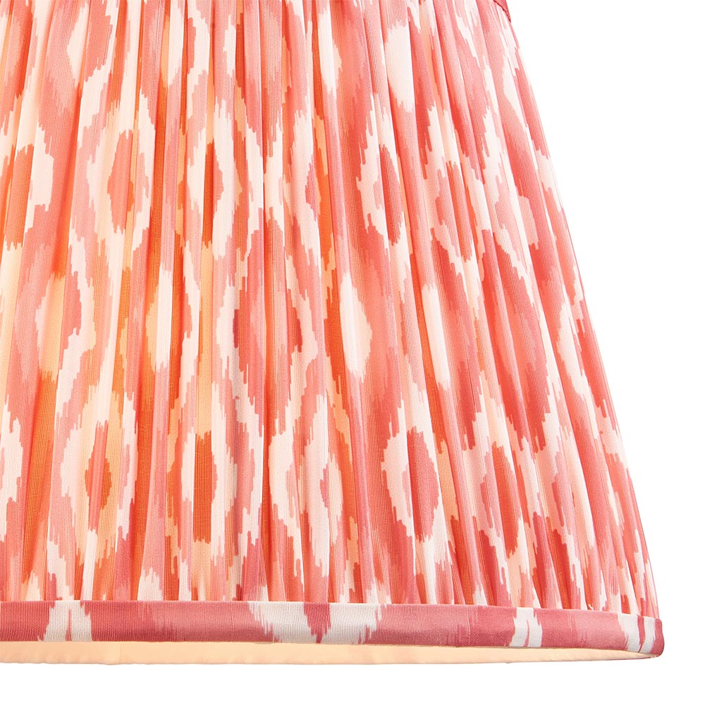 Layered Leaf And Ikat 35cm Coral Pink Shade Table Lamp With Ivory Ceramic Base