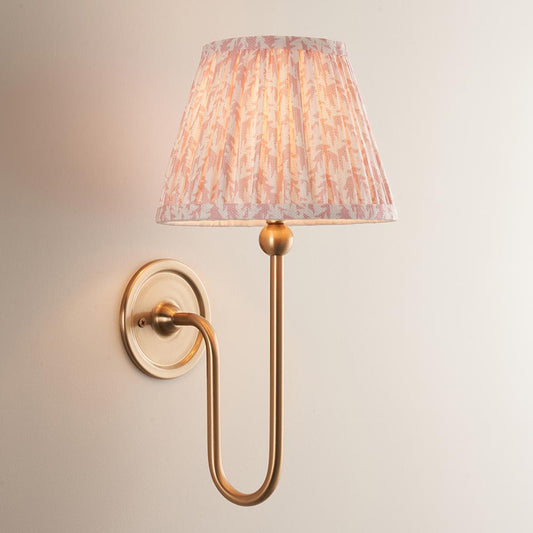 Santiago And Leaf 20cm Peachy Keen Shade Wall Light In Brushed Aged Brass