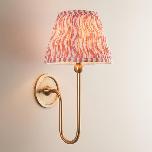 Santiago And Ripple 20cm Coral Pink Shade Wall Light In Brushed Aged Brass