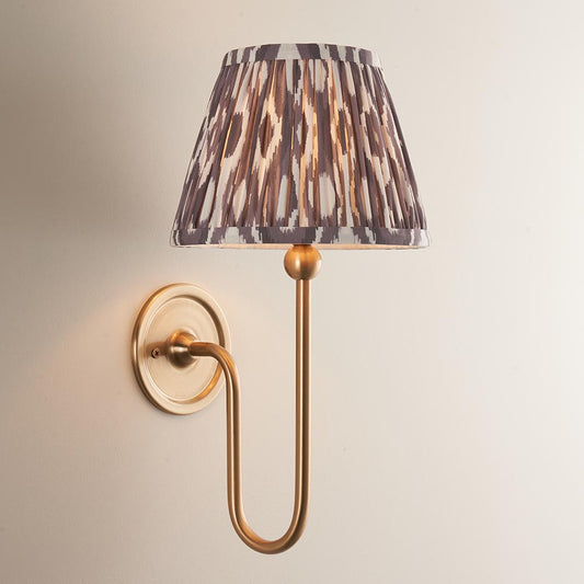 Santiago And Ikat 20cm Peral Grey Shade Wall Light In Brushed Aged Brass