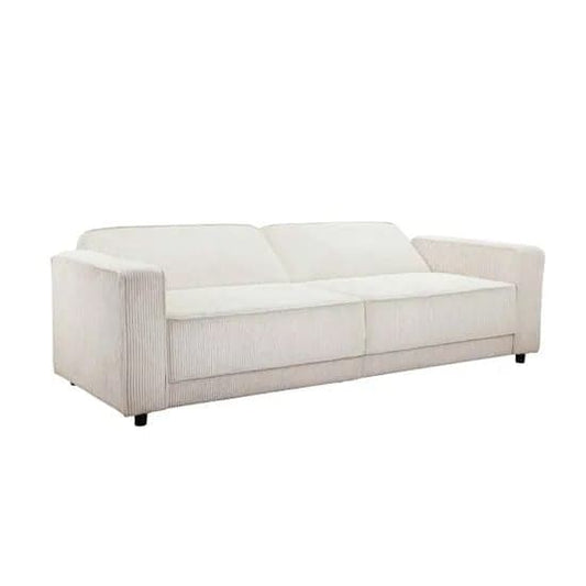 Allie Corduroy Fabric 3 Seater Sofa Bed In Cream