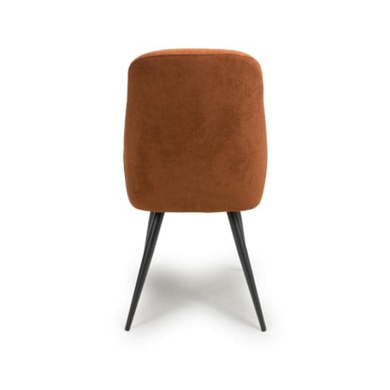 Corinth Burnt Orange Linen Effect Fabric Dining Chairs In Pair