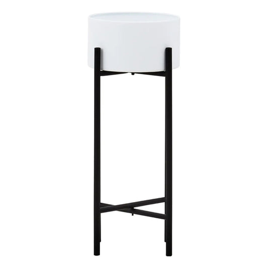 Trosa Small Metal Floor Standing Planter In White And Black
