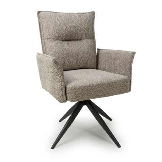 Brunswick Mink Textured Chenille Effect Fabric Swivel Armchairs In Pair