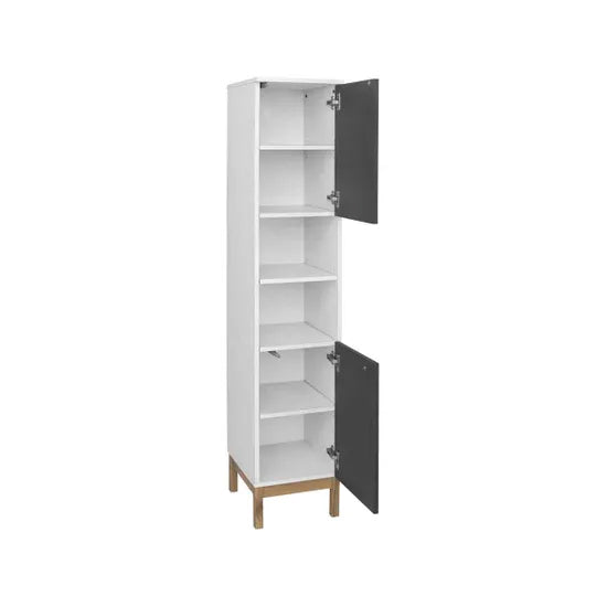 Mirza Tall Wooden Bathroom Storage Cabinet In White And Anthracite