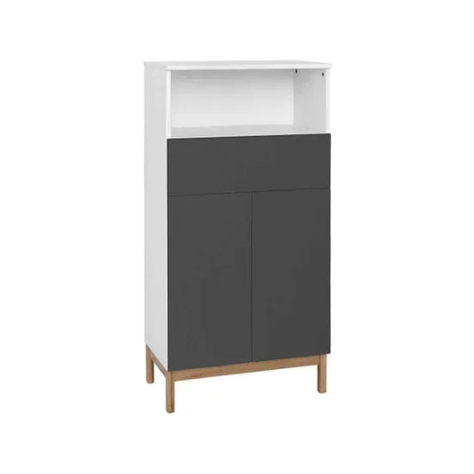 Mirza Wooden Bathroom Storage Cabinet With 2 Doors In White And Anthracite