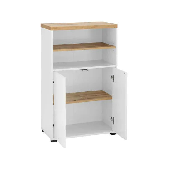 Thessa Wooden Bathroom Storage Cabinet With 2 Doors In White Oak