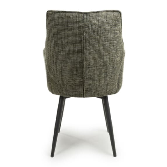 Baltimore Green Tweed Fabric Swivel Dining Chairs In Pair
