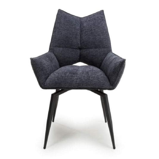 Dakar Charcoal Textured Effect Swivel Dining Chairs In Pair