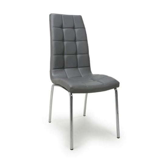 Jenner Grey Leather Effect Dining Chairs With Chrome Legs In Pair