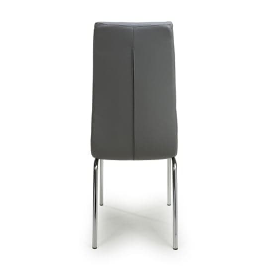 Jenner Grey Leather Effect Dining Chairs With Chrome Legs In Pair