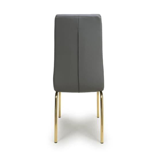 Jenner Grey Leather Effect Dining Chairs With Gold Legs In Pair