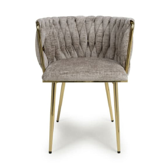 Ontario Mink Chenille Effect Dining Chairs In Pair