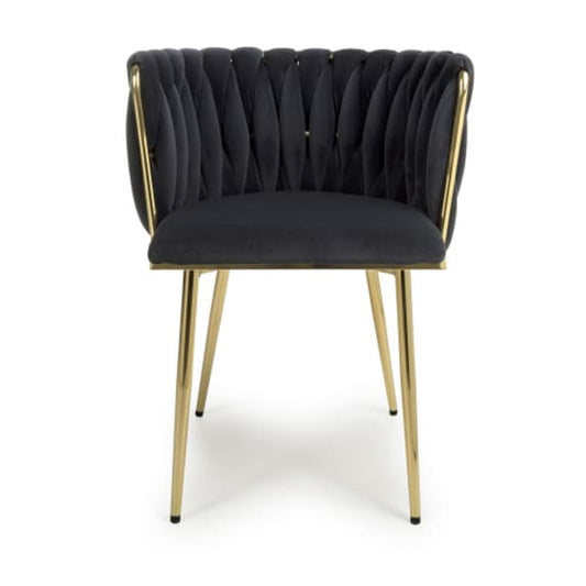Ontario Black Brushed Velvet Dining Chairs In Pair