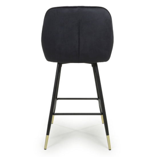 Savanna Black Brushed Velvet Bar Stools In Pair
