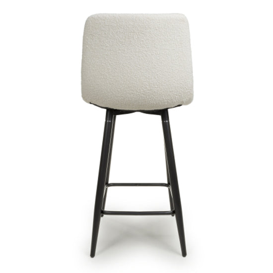 Lichfield Cream Boucle Fabric Bar Stools In Pair