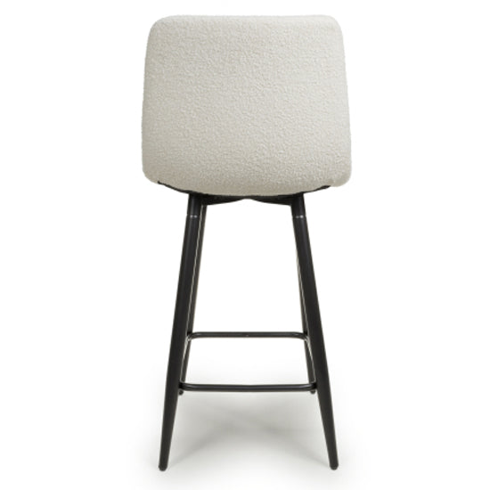 Lichfield Smoke Grey Boucle Fabric Bar Stools In Pair