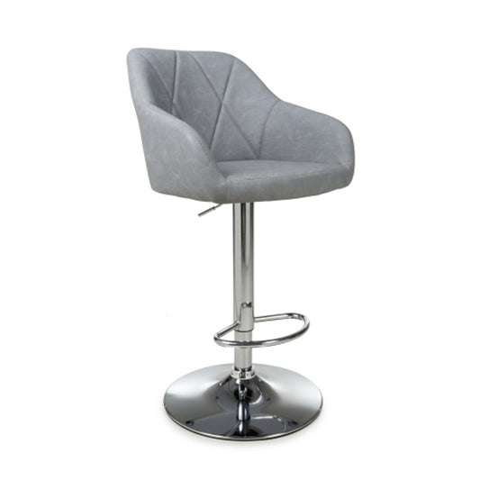 Serena Light Grey Leather Effect Bar Stools In Pair