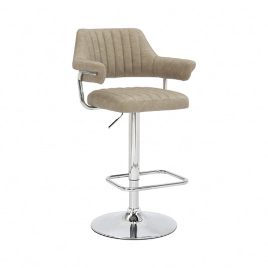 Cortez Mink Leather Effect Bar Stools In Pair