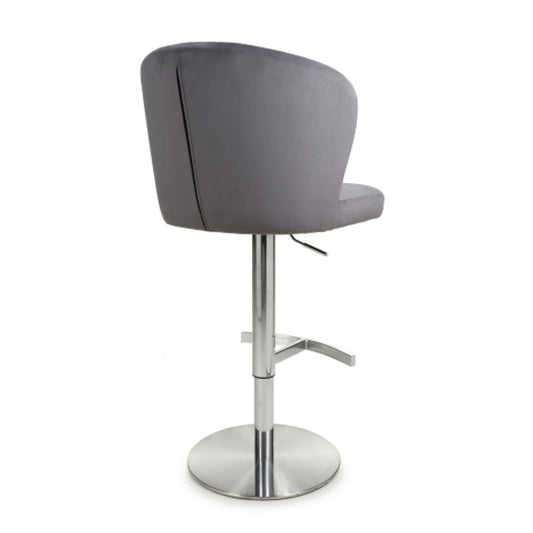 Sigma Brushed Velvet Bar Stool In Grey