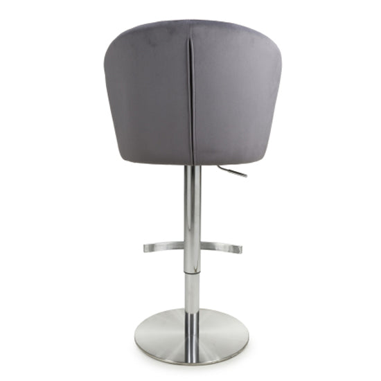 Sigma Grey Brushed Velvet Bar Stools In Pair
