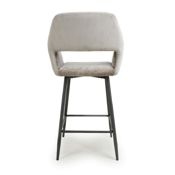 Sorento Mink Chenille Corduroy Fabric Bar Chairs In Pair