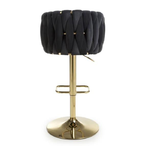 Bellaire Brushed Velvet Bar Stool In Black