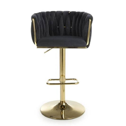 Bellaire Black Brushed Velvet Bar Stools In Pair