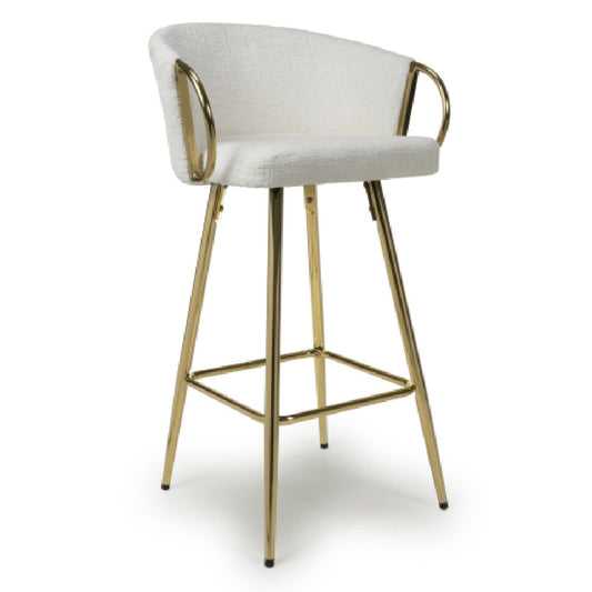 Volero Cream Textured Effect Bar Stools In Pair