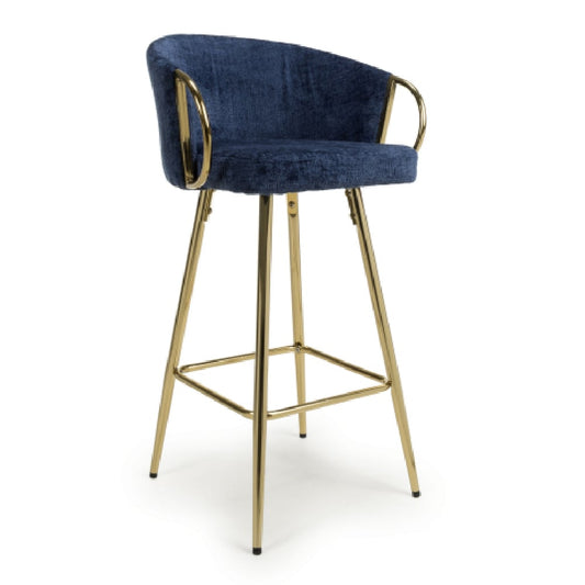Volero Blue Textured Effect Bar Stools In Pair
