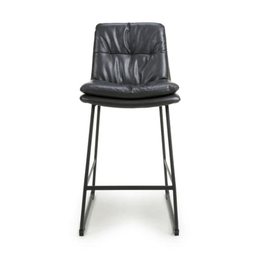 Argyle Dark Grey Leather Effect Fabric Bar Chairs In Pair