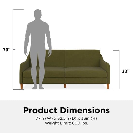 Jasper Linen Fabric Sofa Bed In Green With Wooden Legs