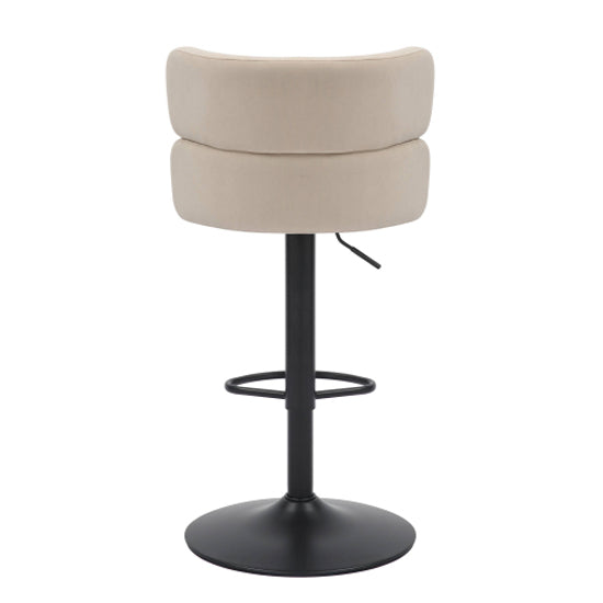 Mason Cream Brushed Velvet Bar Stools With Black Base In Pair