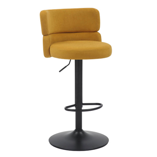 Mason Mustard Brushed Velvet Bar Stools With Black Base In Pair
