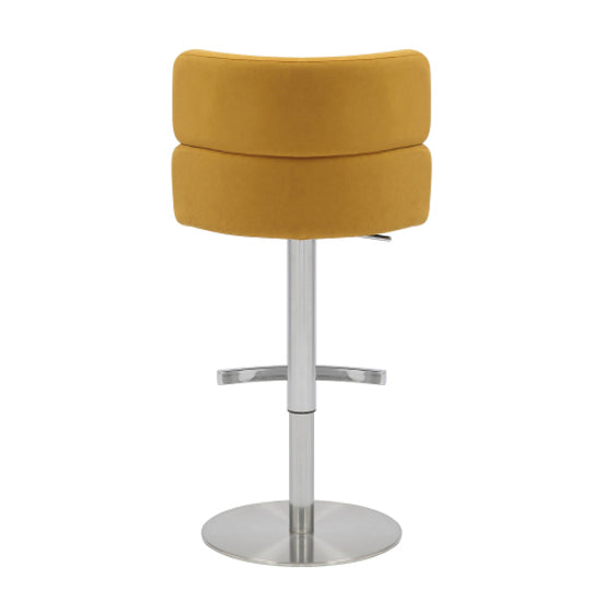 Mason Mustard Brushed Velvet Bar Stools With Brushed Steel Base In Pair