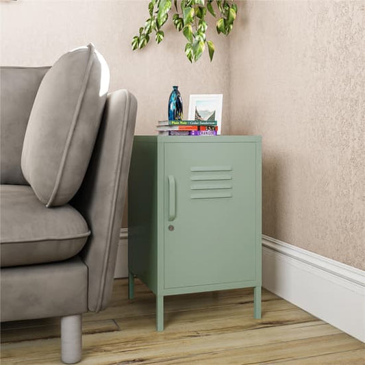Mission District Metal End Table With 1 Door In Pale Green