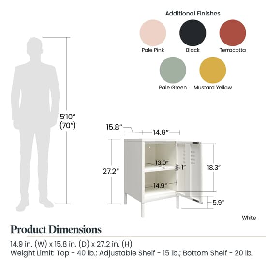 Mission District Metal End Table With 1 Door In Pale Green