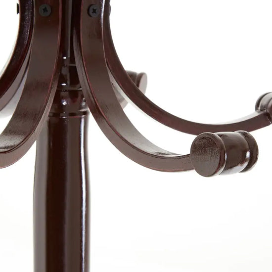 Arles Pine Wood Floor Standing Coat Stand In Mahogany