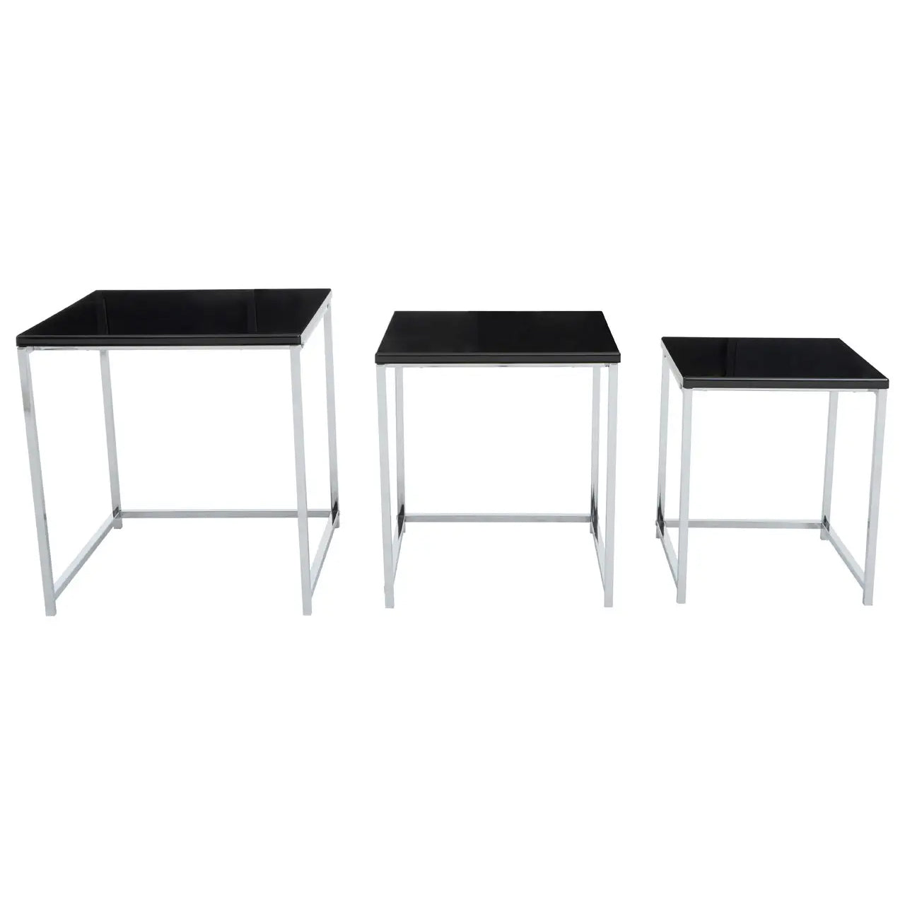 Fulton Nest Of 3 Tables In Black With Chrome Frame