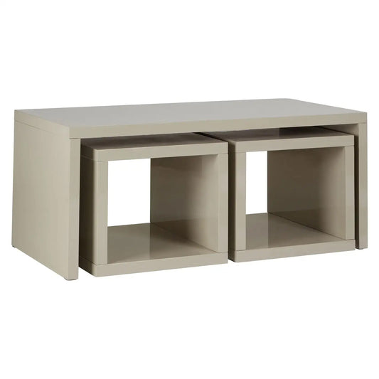 Madrid Wooden Coffee Table With 2 Side Tables In Cream