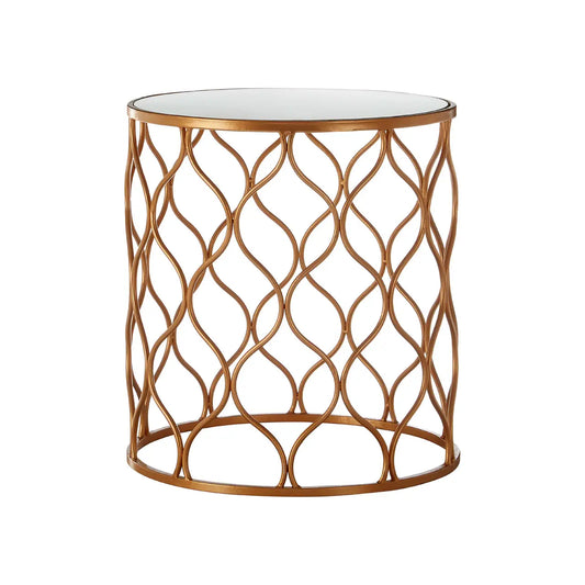 Avantis Mirrored Top Set Of 2 Side Tables With Copper Metal Frame