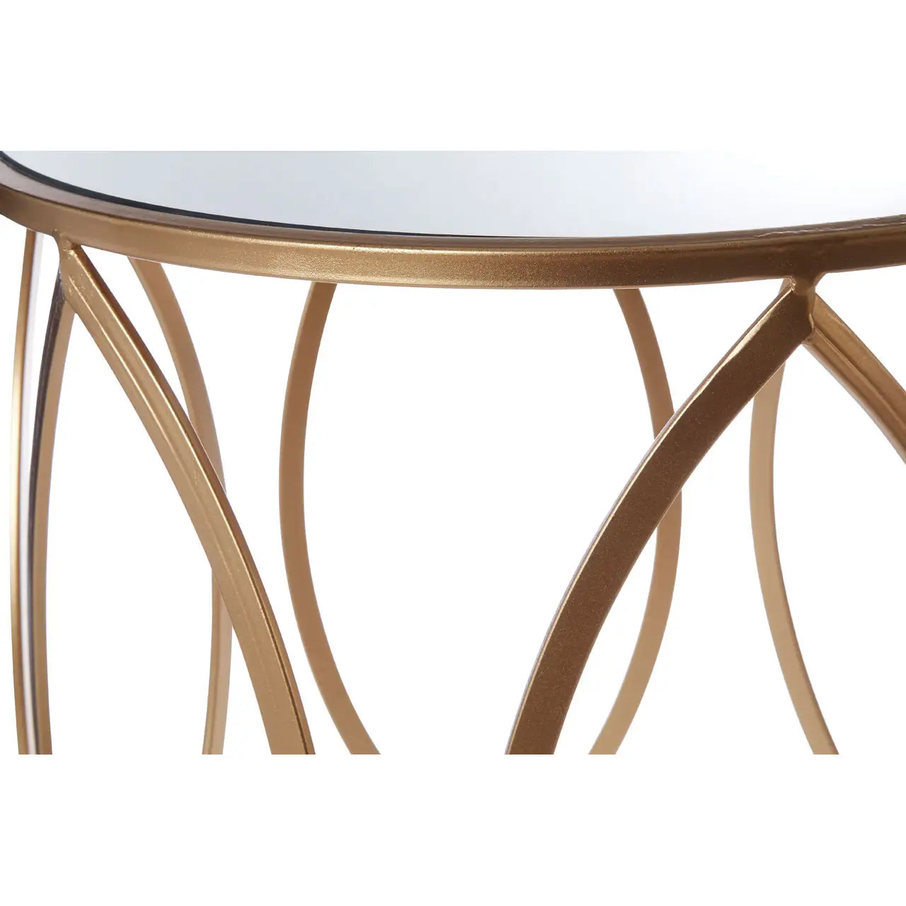 Arcana Mirrored Set Of 2 Side Tables With Gold Metal Frame